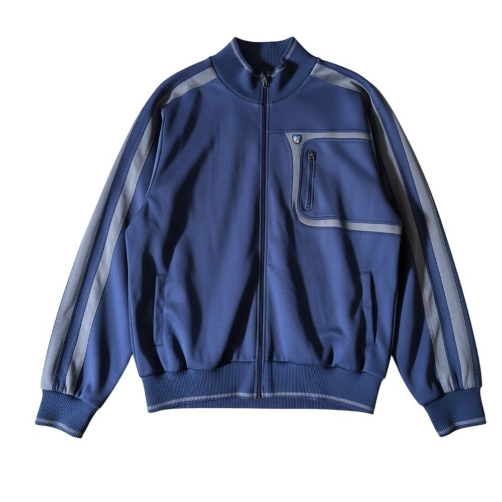 Kuhl‎ Track Jacket XL Blue Grey Stripes Full Zip Performance Gorpcore
